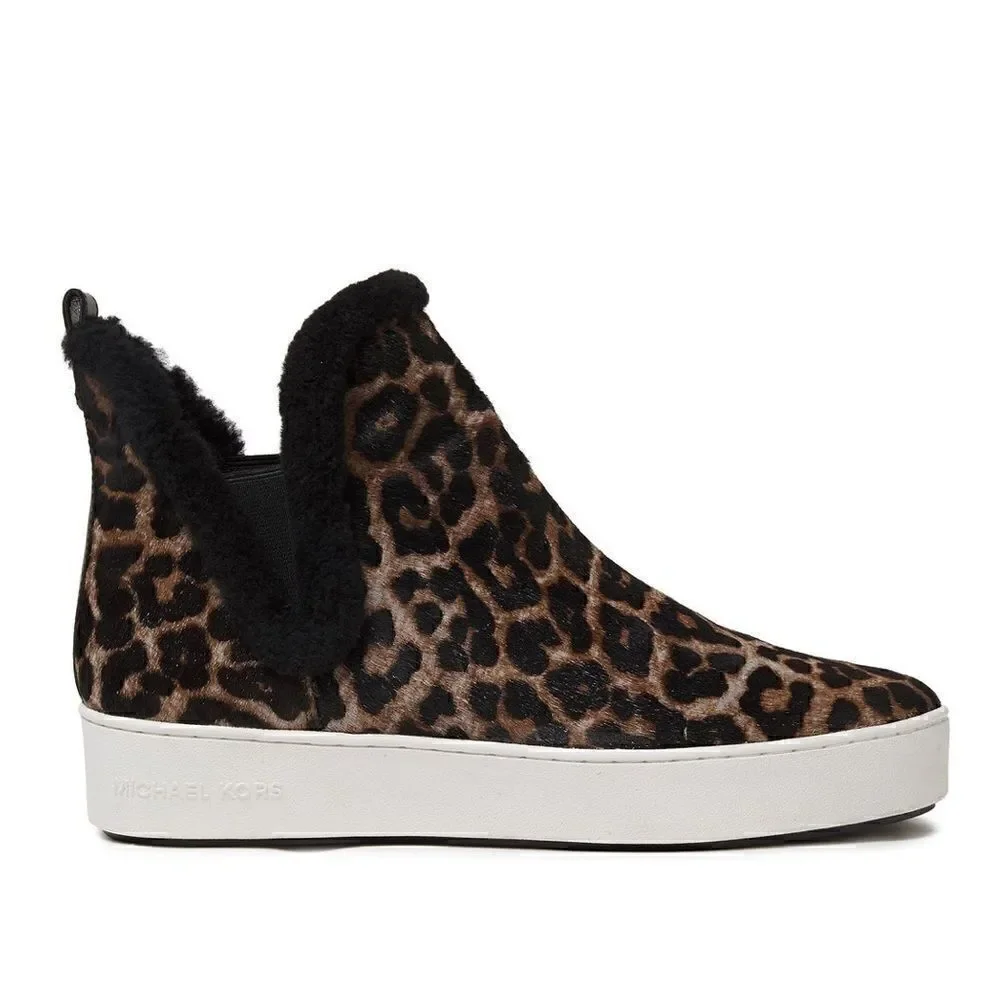 Micheal KORS Ashlyn Leather Slip On Leopard Bootie